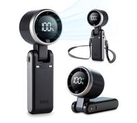 Ksix Airgo Flex 180º Ventilador Portátil Plegable, 5 Vel, Colgante, Pantalla Led, Usb-c, Vel. Aire 9,0 M/s, 13.550 Rpm, Negro