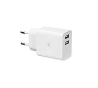 Ksix BXCDU2U - Cargador de Red con 2 Puertos USB (2.4 a), Color Blanco