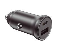 Ksix Cargador de Coche 20W PD y Quick Charge 3.0 USB-A+USB-C Negro