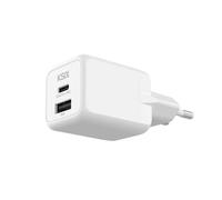 Ksix Cargador de Carga Rápida 1xUSB-C + 1xUSB 30W Blanco