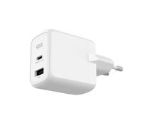 KSIX Cargador de Red 45W, Carga Ultrarrápida, GAN, PPS, Power Delivery, Multipuerto USB C+USB A, Blanco