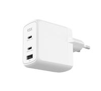 KSIX Cargador de Red 65W, Carga Ultrarrápida, GAN, PPS, Power Delivery, Multipuerto 2 USB C+1 USB A, Blanco
