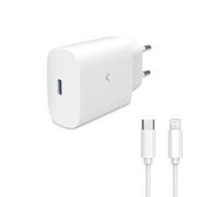 Ksix Cargador de Red PD 30W GaN/PPS + Cable USB-C a Lightning MFI 1m Blanco