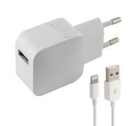 Ksix Cargador de Red USB 2.4A + Cable Lightning Blanco