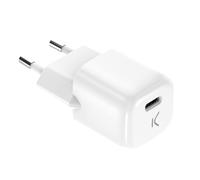 Ksix - Cargador de red mini GaN 20 W, PPS, Power Delivery, Carga rápida, Puerto USB-C, Blanco