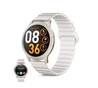 KSIX Smartwatch Core 3 Go - Reloj Inteligente Mujer, Pantalla AMOLED 1.32", Diseño Ultra Fino, Llamadas, Correa de Silicona Magnética, IP67, Compatible con iPhone® y Android® - Beige Champagne