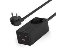 Ksix Gan 65W Regleta Carga Ultra Rápida, PPS, Power Delivery, Multipuerto X4, Cable 1.5 M, Negra