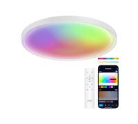 KSIX Halo 2 Plafón SmartLED de Techo Redondo, RGBIC + CCT, Ø 37 cm, 3.200 lm, 240 LEDs, 26W, App Tuya Smart, Blanco