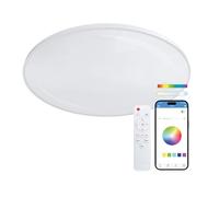 KSIX Halo Plafón Led Techo Wireless con App y Mando a distancia, Multicolor RGBIC+CCT, Luz Blanca 3000K-6500K, Ø47cm, 60W, 6500lm, Resistente a Polvo y Salpicaduras