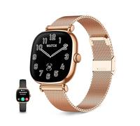 KSIX Iria Go Smartwatch Mujer, Pantalla AMOLED 1.70", Autonomía 4 días, Modos Deporte y Salud, Notificaciones, Llamadas, Asistente de Voz, 2 Correas Metal Dorada y Silicona Negro