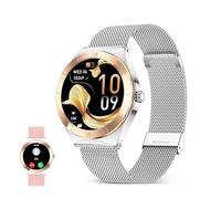 KSIX LYA Smartwatch Mujer, Pantalla AMOLED 1.19", Autonomía 5 días, Modos Deporte y Salud, Notificaciones, Llamadas, Asistente de Voz, 2 Correas Metal y Silicona, Plata y Rosa