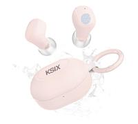 KSIX Neutron Auriculares inalámbricos, True Wireless Stereo, Botón multifunción, Llamadas, Asistente de Voz, Estuche de Carga con Mosquetón, Autonomía 4h+16h, USB-C, IPX4 Resistente al Agua, Rosa