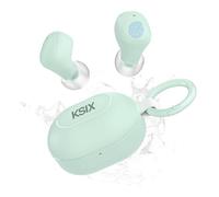 KSIX Neutron Auriculares inalámbricos, True Wireless Stereo, Botón multifunción, Llamadas, Asistente de Voz, Estuche de Carga con Mosquetón, Autonomía 4h+16h, USB-C, IPX4 Resistente al Agua, Verde