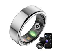 KSIX Saturn Anillo Inteligente Hombre y Mujer con Monitor de Actividad Pasos y Calorías - Smart Ring que Mide Oxígeno en Sangre, Monitor Cardíaco, Control de Sueño - 3 Días Autonomía - XL - Plateado