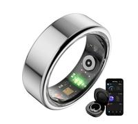 KSIX Saturn Anillo Inteligente Hombre y Mujer con Monitor de Actividad Pasos y Calorías - Smart Ring Que Mide Oxígeno en Sangre, Monitor Cardíaco, Control de Sueño - 3 Días Autonomía - L - Plateado