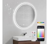 KSIX smart your tech Oasis Espejo de Baño Inteligente con Altavoz y Antivaho 70x70 cm - Espejo RGB + Blanco Cálido 1.000 LM, 36 W, App Tuya - Montaje de Sobremesa