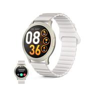 KSIX Smartwatch Core 3 Go - Reloj Inteligente Mujer, Pantalla AMOLED 1.32", Diseño Ultra Fino, Llamadas, Correa de Silicona Magnética, IP67, Compatible con iPhone® y Android® - Beige Champagne