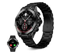 KSIX Smartwatch Titanium - Reloj Inteligente Hombre Pantalla AMOLED 1.43", Diseño Cronógrafo, Llamadas, IP67, Compatible con iPhone® y Android®, 2 Correas, Acero Negra y Silicona Negra
