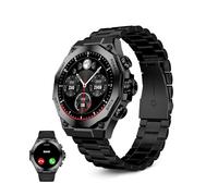 KSIX Smartwatch Titanium - Reloj Inteligente Hombre Pantalla AMOLED 1.43", Diseño Cronógrafo, Llamadas, IP67, Compatible con iPhone® y Android®, 2 Correas, Acero Negra y Silicona Negra
