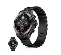 KSIX Smartwatch Titanium - Reloj Inteligente Hombre Pantalla AMOLED 1.43", Diseño Cronógrafo, Llamadas, IP67, Compatible con iPhone® y Android®, 2 Correas, Acero Negra y Silicona Negra