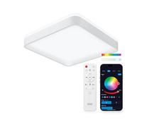 KSIX Stellar Plafón LED Techo Cuadrado con Altavoz y Wifi 25,5W, Colores RGBIC + CCT ajustables, 3400 lm, Ø38,5cm, Luz Controlable con Mando a Distancia y App, para Cocina Dormitorio o Salón