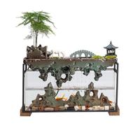 ksjdieunf Fuente De Mesa Fuente de Agua con rocalla circulante Estilo Chino Zen, decoración Creativa for el hogar, Sala Estar, pecera Cristal, característica Cascada Interior De Cascada Interior