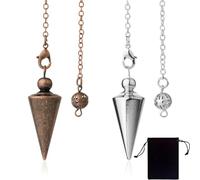 KSJEHW 2 Piezas Péndulo de la Adivinación Péndulo de Reiki Esotérico Péndulo de Radiestesia Curación Cono de Péndulo de Cobre Latón para Adivinación, Essoterismo, Divinación(Plata, Bronce)