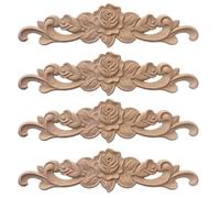 KSJEHW 4 Piezas Molduras de Madera para Muebles - Apliques Madera para Decoración, Pegatina de Marco de Cama, Marco de Puerta, Cubierta de Cómoda(20x5cm)