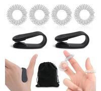 KSJEHW 6 Piezas Anillo de Masaje de Dedos, Anillo de Acupresión Premium, para Artrosis y Promover la Circulación Sanguínea（Plata, Negro