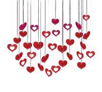 KSJEHW 60 Piezas Guirnalda de Corazón Rojo Decoración de San Vatentín Banderines Guirnalda de Corazones Colgantes para Cumpleaños de la Boda Valentines Party Decorations(Rojo)