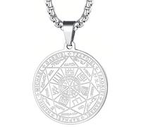 KSJEHW Collar 7 Arcangeles Hombre Medalla Sello Arcángel Acero Inoxidable 316L Joyería Religiosa Cristiana Amuleto Protección(plata)