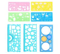 KSJEHW Regla de Dibujo de Matemáticas,7 Piezas Regla Geométrica Multifuncional,Estudiantes Pintura Papelería Multifunción,Plantilla de Dibujo Geométrico,Conjunto de Regla de Plantilla Geométrica Hueca