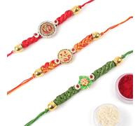 KSJONE Juego de 3 Rakhi para hermano, Rakhi para hermana, Raksha Bandha regalo para tu hermano, pulsera Rakhi para hermano amoroso, padre, Bhabhi