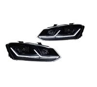 Ksjosji Montaje Faros Conjunto Faro LED Para Coche Lente Proyector Faro DRL Lámpara Cabeza Hid Accesorios Haz Bi Xenon Para VW Para Polo 2011-2017 Delanteros Automóvil(Black Version)