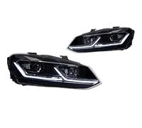 Ksjosji Montaje Faros Conjunto Faro LED Para Coche Lente Proyector Faro DRL Lámpara Cabeza Hid Accesorios Haz Bi Xenon Para VW Para Polo 2011-2017 Delanteros Automóvil(Silver LED)