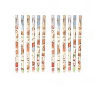 KSMUZE - Juego de 12 bolígrafos de gel borrables, diseño de capibara, punta de bolígrafo para eliminar tinta (kapibalaa), color negro, diámetro de punta de 0,5 mm