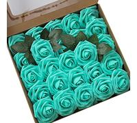 Ksnnrsng Flores Rosas Artificiales Espuma Rosa Falsa para Manualidades, Ramos de Novia, centros de Mesa, Despedidas de Soltera y Decoración del Hogar (25 Piezas, T-Blue)