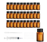 Ksnowqi 30 Piezas Ambar Frasco Cuentagotas Cristal 5ml, Pequeños Recipientes de Aceites Esenciales, Botes Cuentagotas, Mini Botellas de Perfume para Llenar, Sabores, Spa, Masaje, Aromaterapia