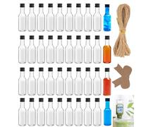 Ksnowqi 40 Piezas Mini Botellas Licor Vacias Plastico, Botellitas Pequeñas para Rellenar, shots botellitas 50ml con Tapa, Botellas de Plástico para Leche Zumo Aceite