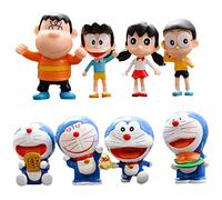 Ksopsdey 8pcs Doraemon Juego de Figuras, Cake Topper, Juguetes del Coche, Baby Shower, Suministros para Fiesta de Cumpleaños, Pastel