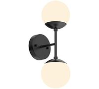 ksovv Aplique de Pared Negro, 2 Luces, Globo Moderno, luz de Pared, Restaurante, Sala de Estar, lámpara de Noche, escaleras, Espejo de baño, iluminación