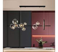 Ksovv Iluminación De Burbujas Lámpara Colgante Lineal Globo De Vidrio Transparente Iluminación De Araña De Techo Cocina Isla Comedor Lámpara Colgante Decorativa [Clase Energética A ++]