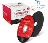 KSP-Tec® 25 discos de corte de 125 x 1,0 mm [con gafas de protección y protección auditiva] | Discos flexibles para amoladora angular y Flex 125 mm