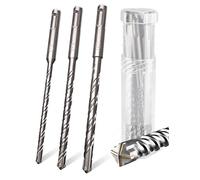 KSP-TEC® | Juego de brocas SDS Plus | Brocas para martillo para hormigón con 4 cortes | en tamaños 6, 8, 10 | Brocas para hormigón | (Juego de brocas SDS Plus de 3 piezas.)