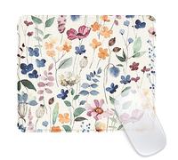 Ksriylm Alfombrilla de mouse cuadrada divertida y bonita, diseño personalizado para oficina y hogar, alfombrilla de mouse impermeable, base de goma antideslizante para mouse inalámbrico, flores