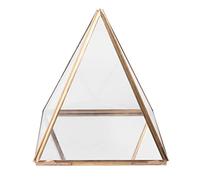 Ksrnsne Caja de Cristal Caja Decorativa geométrica Dorada, portabujas, pirámide de Cristal geomérico para cumpleaños de Boda L