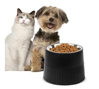 Ksrnsne Cuenco Elevado Bebedero y Comederos para Perros, con Cuenco Extraíble de Acero Inoxidable para Alimentos y Agua, Plato Antideslizante, Color Negro, 18 x 13 cm