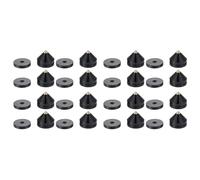 Ksrnsne Juego de 16 soportes para altavoces, almohadillas de aleación de aluminio, puntas de metal, cono de suelo, clavos, color negro