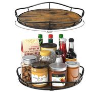 Kssiaz 2 Piezas Lazy Susan, 10" + 9" Lazy Susan Giratorio para Armario, Organización de Cocina de Madera Antideslizante, Frutas Cosméticos Condimentos Organizador para Cocina Encimera Despensa Baño