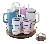Kssiaz Organizador de Botellas de Agua para Stanley, Portavasos Giratorio para Stanley, Organizador de Vasos para Stanley Owala Yeti Starbucks, Organizadores y Almacenaje de Cocina, Marrón Vintage